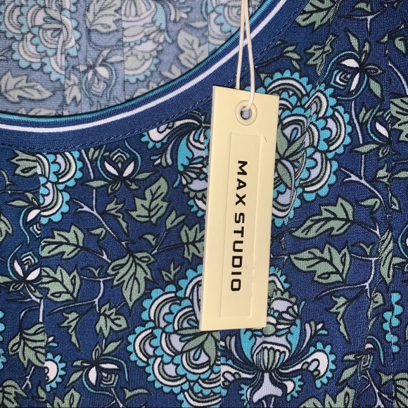Max Studio Women's Sleeveless Blue Floral Dress Size Large - Picture 6 of 8